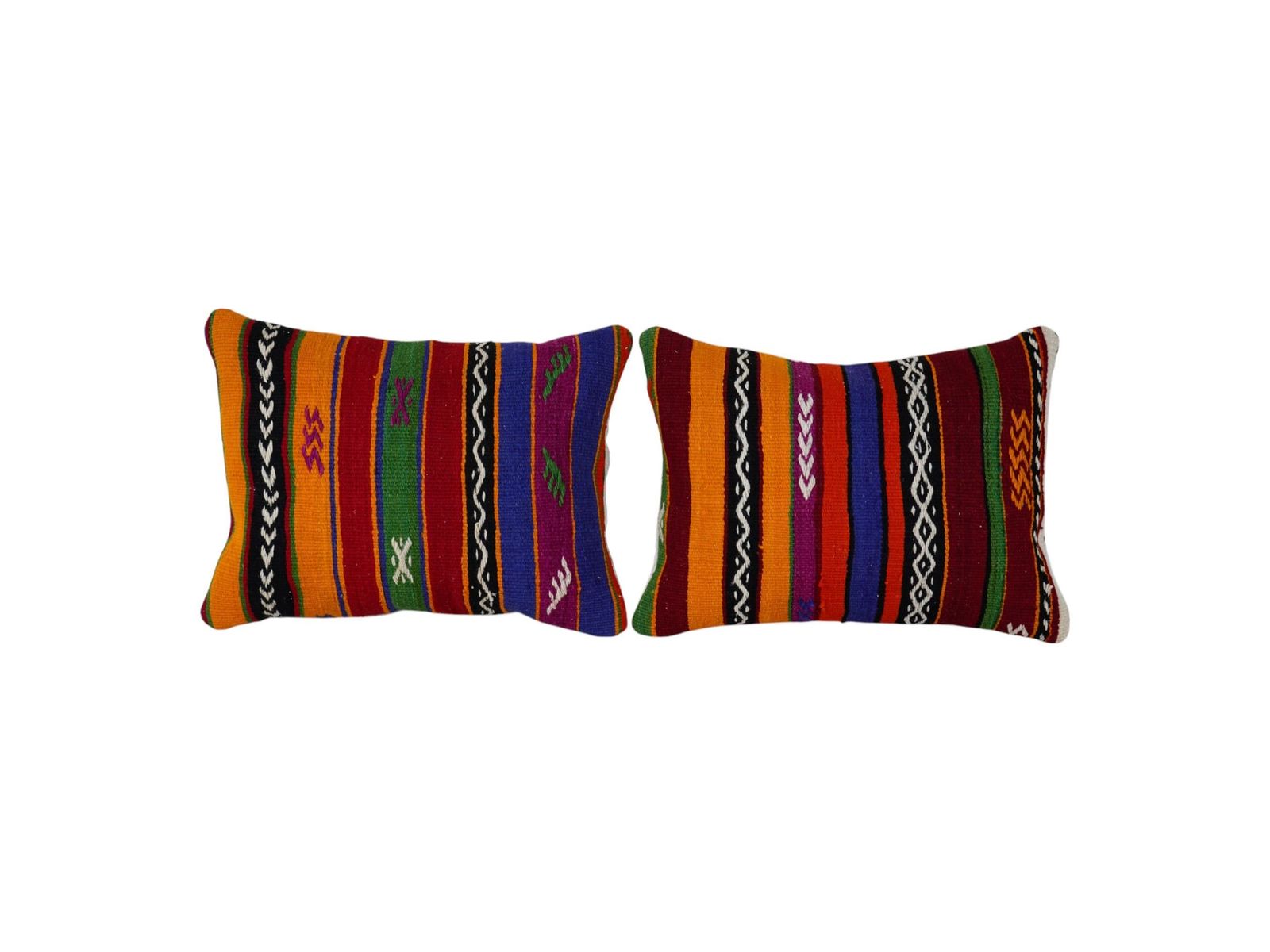 Set Of Two Turkish Kilim Pillow, Pair Throw Pillow, Tribal Oblong Cushion Cover, Matching Sofa Tribal Pillow