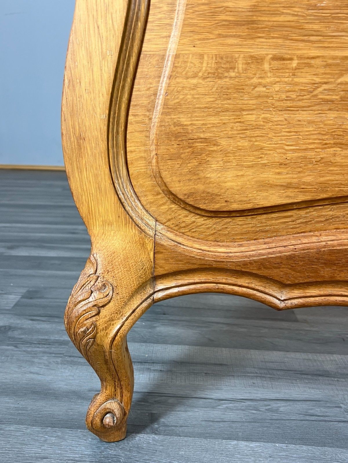Bed Frame Vintage French Louis XVI Style Oak Double Carved Panel Lot 4108 photo Furniture