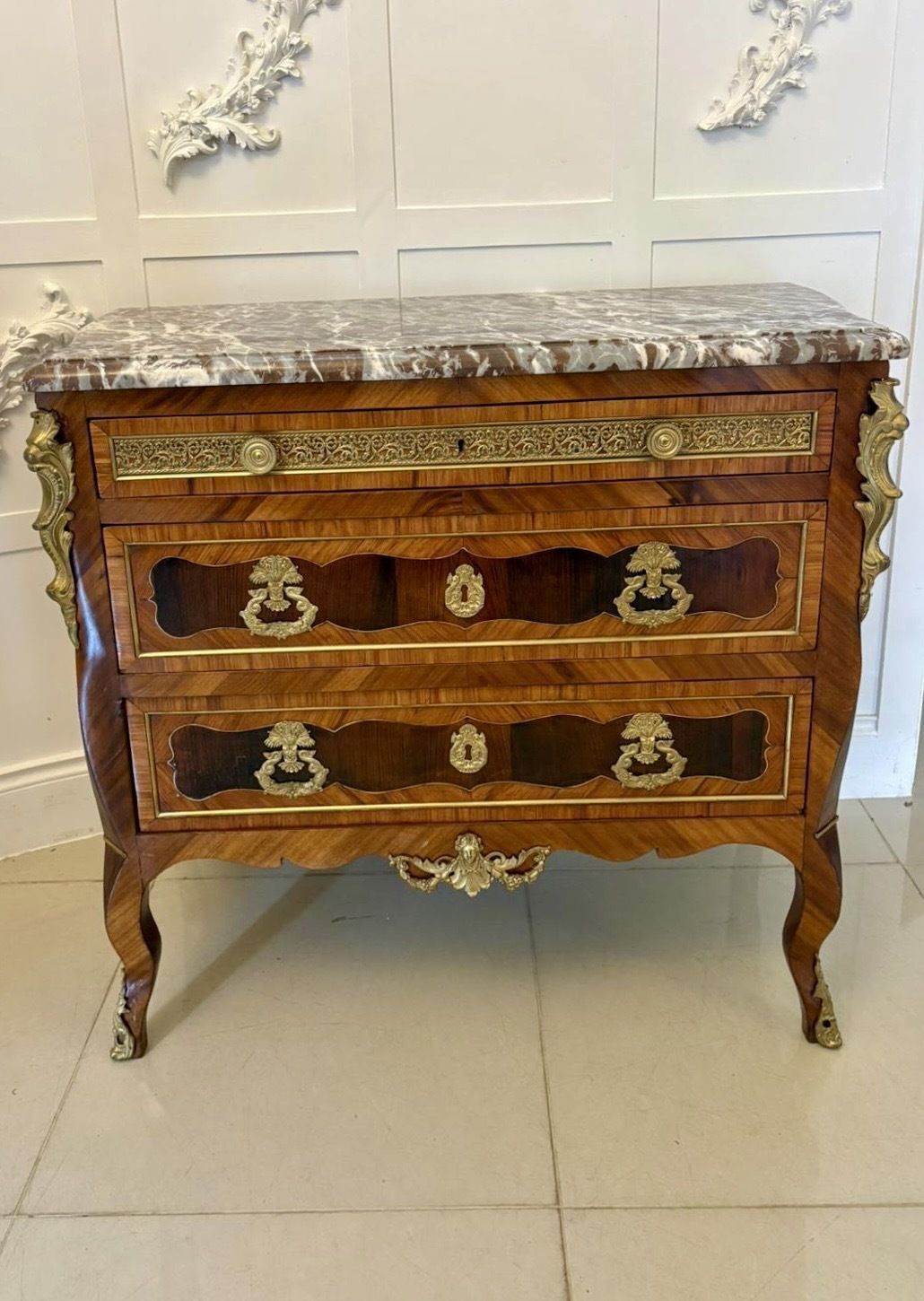 Outstanding Quality Antique 19th Century French Marble Top Chest Of Drawers photo vinterior
