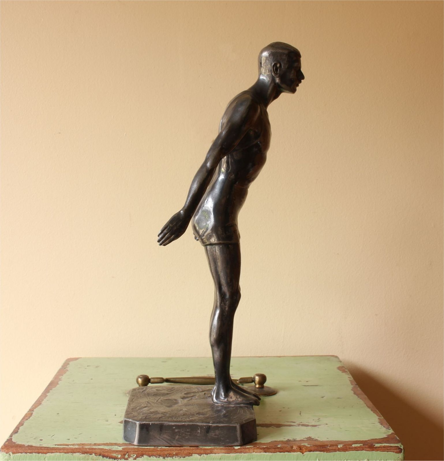 645.0 Swimming Trophy. Wilhelm Zwick Diving Figure Sports Statue. Ghent. C1910. photo
