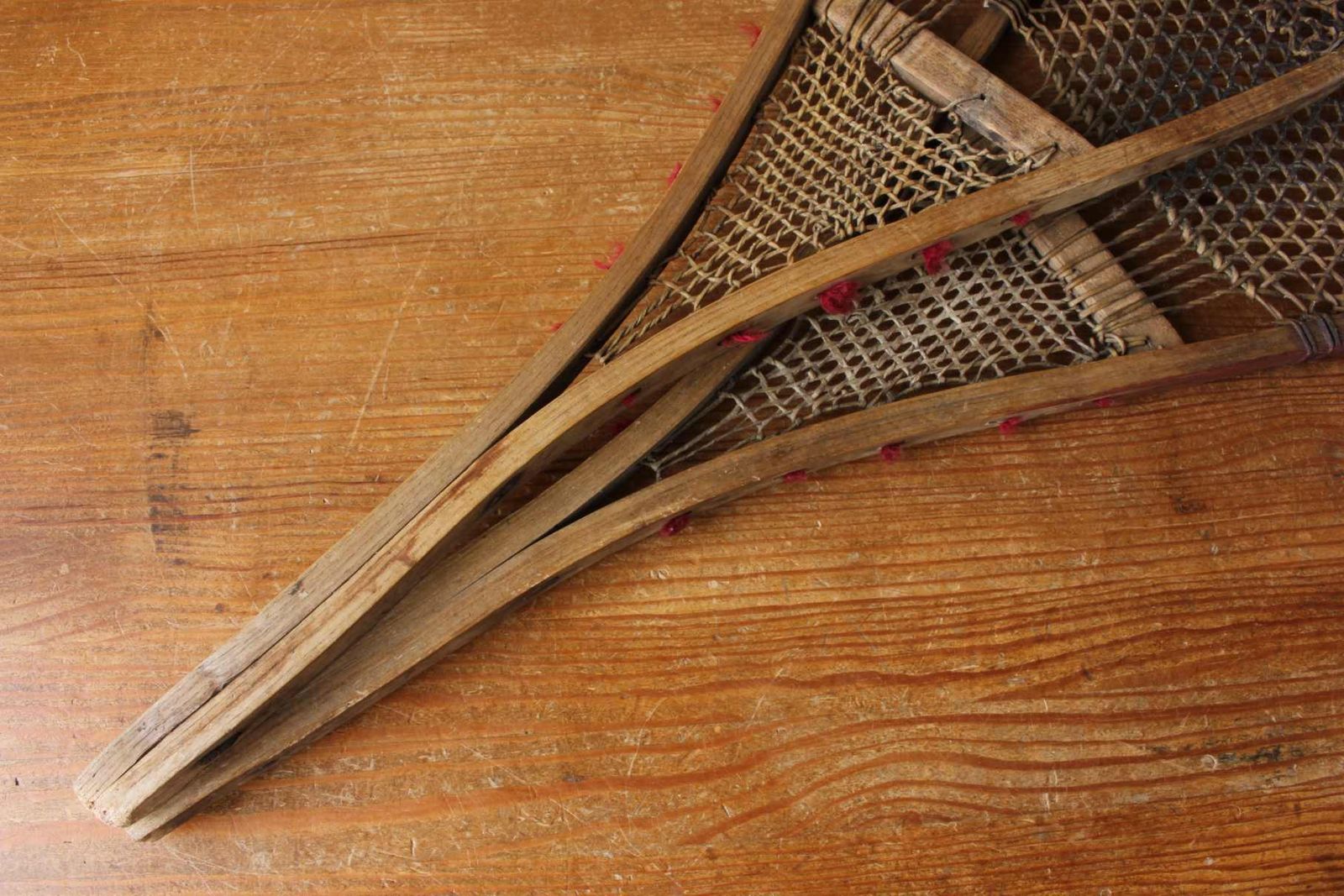 Antique Pair Of Native American Indian Pom Pom Snowshoes. Ski Lodge. photo vintage