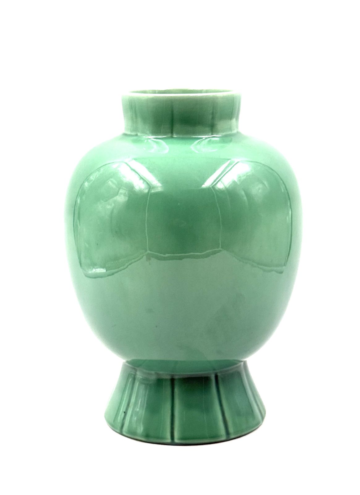 photo furniture Paul Millet, Art Deco Green Ceramic Vase, Sevres France 1930s