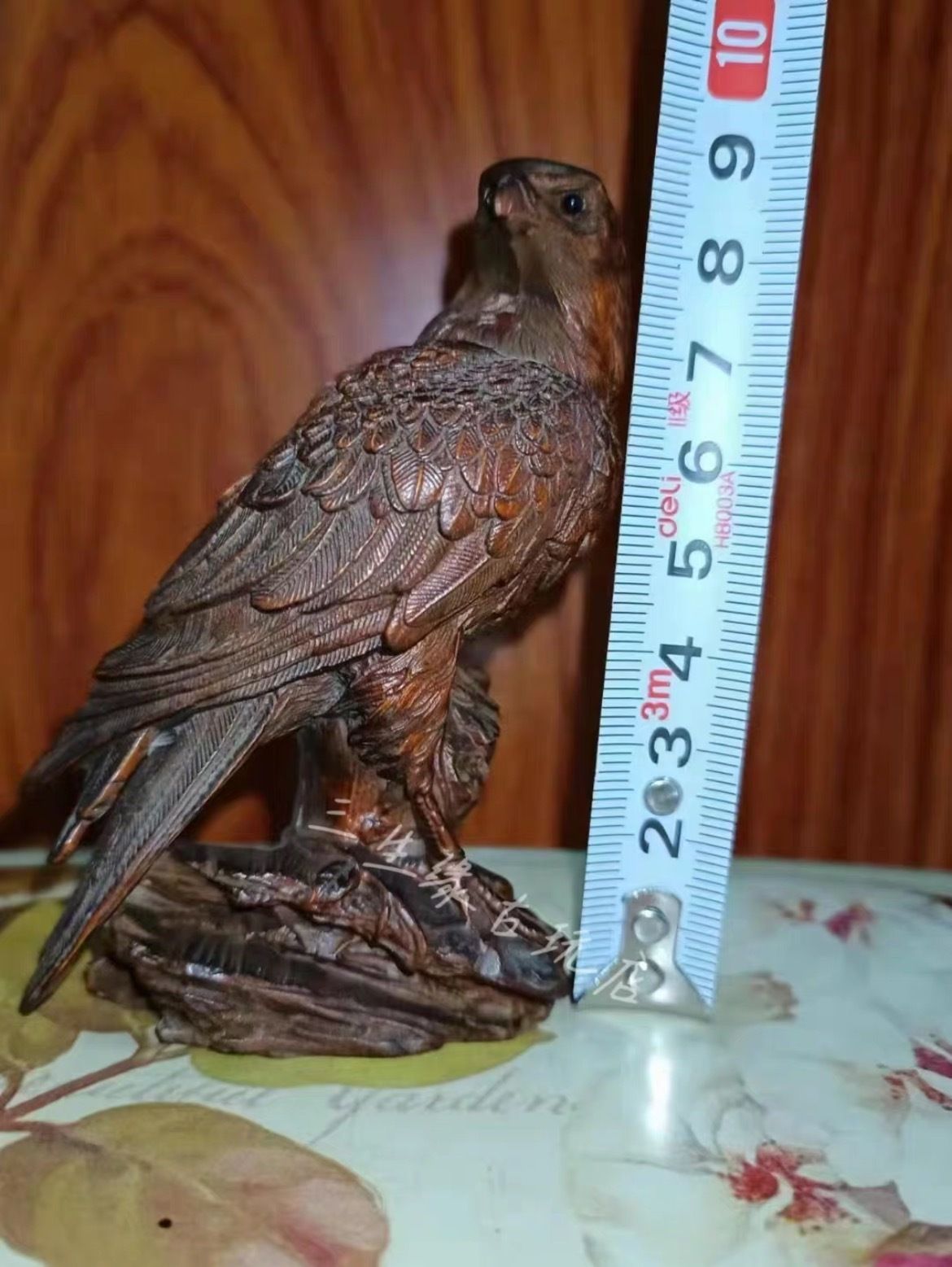 19th Century Hand Carved Boxwood Eagle Ornament, Height Approximately 9.2cm photo Art
