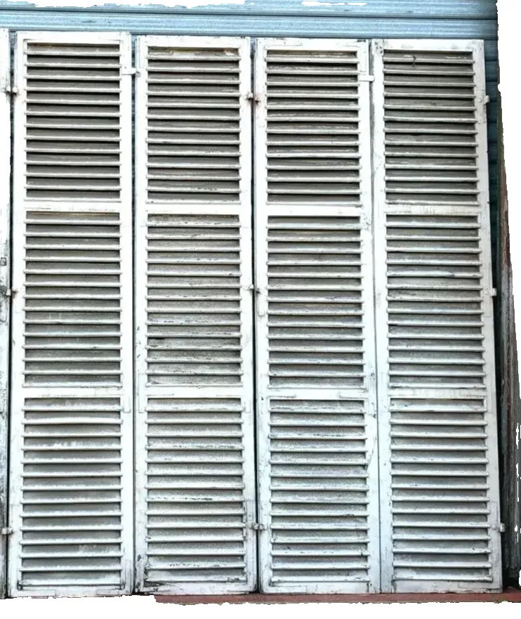Suite Of 2 Pairs Solid Oak Shutters 19th Century