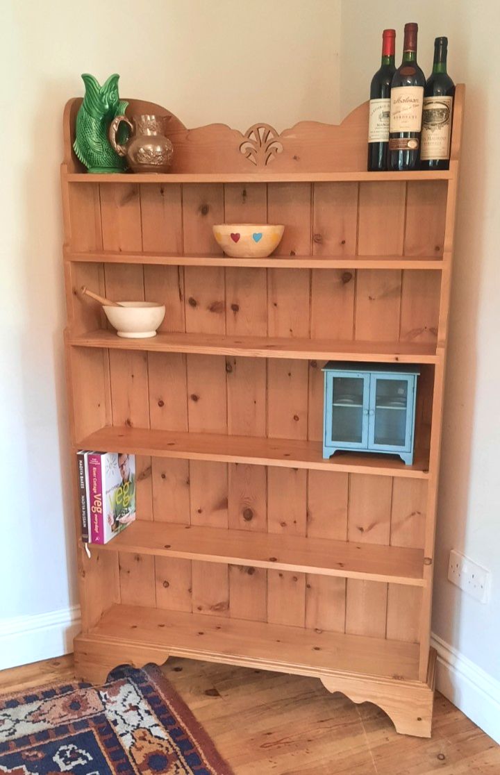 Vintage Pine 6 Shelf Country Style Free Standing Pine Shelving Unit Bookcase