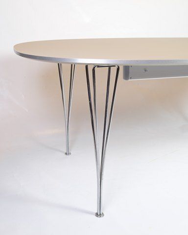 Superellipse Dining Table   Model B616   Laminate Grey   Piet Hein & Bruno Mathsson/Arne Jacobsen   Fritz Hansen photo for sale