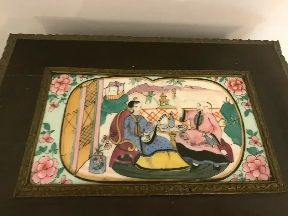 Cave A Liqueur Napoléon III Plaque Porcelaine Boulle Marqueterie XIX Siècle photo vinterior