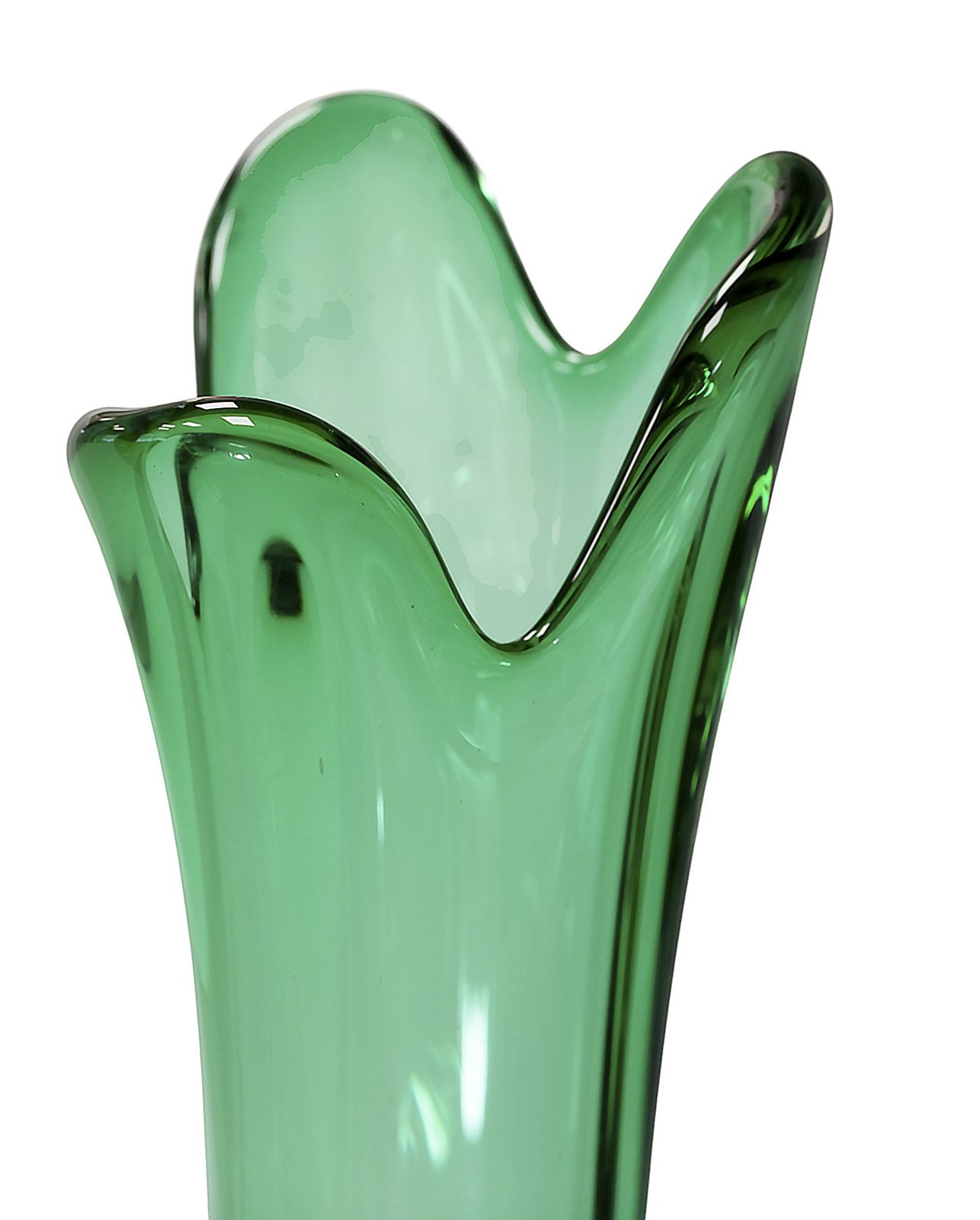 Large Tall Vintage Handmade Emerald Green Murano Glass Vase photo 1150.0