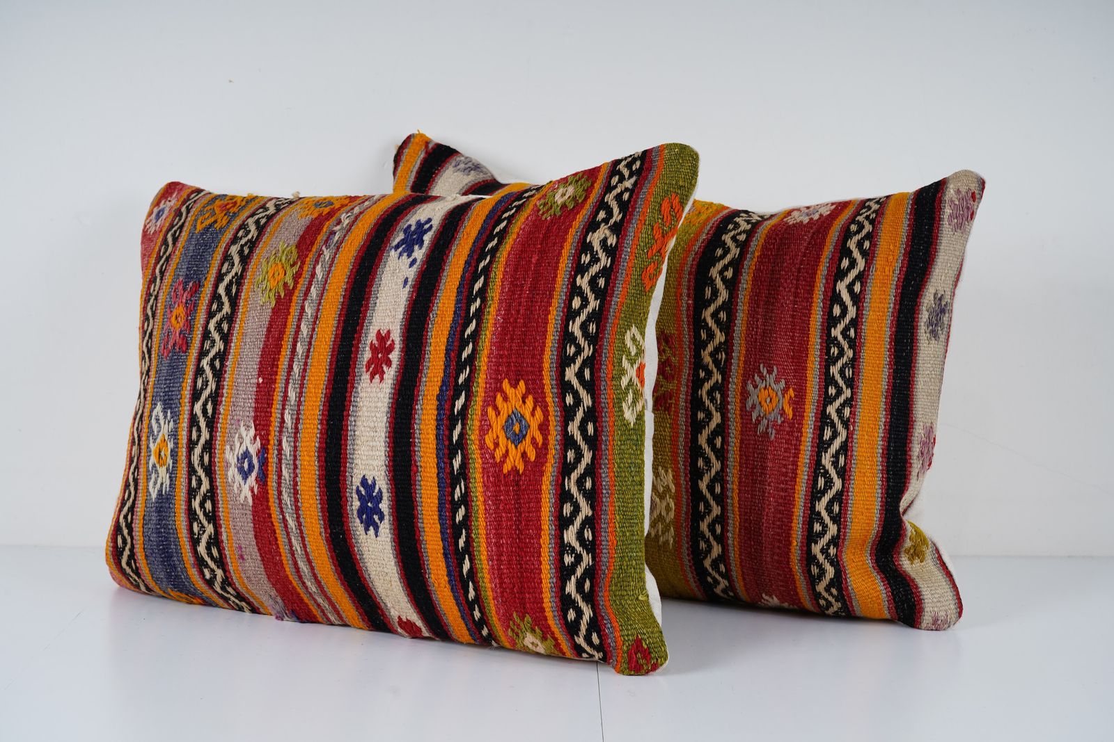 Handmade Decorative Kilim Pillow, Set Of Two Kilim Cushion Cover, Tribal Pillow Cover, Natural Rustic Cushion Case photo Textiles
