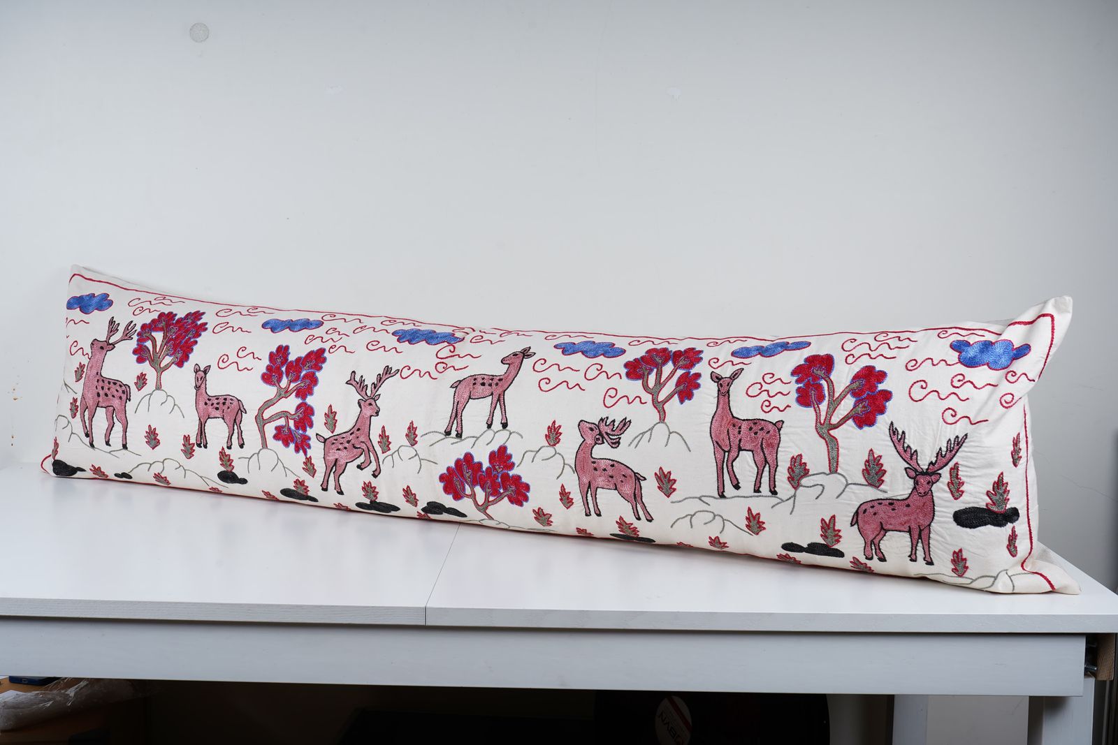 Tashkent Suzani Animal Bedding Pillow Case Made From A 19th Century Suzani   Lumbar Deer Cushion Cover photo Textiles