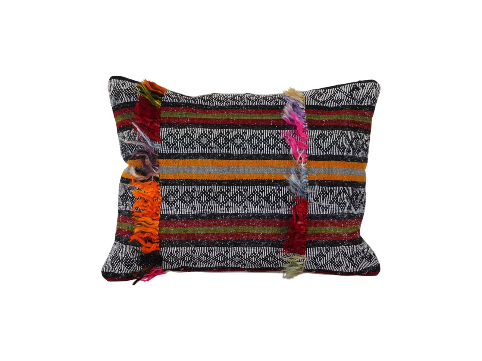Vintage Turkish Shaggy Pillow, Home Decor Tulu Pillow Cases Fashioned From A Mid 20th Century Tulu Rug