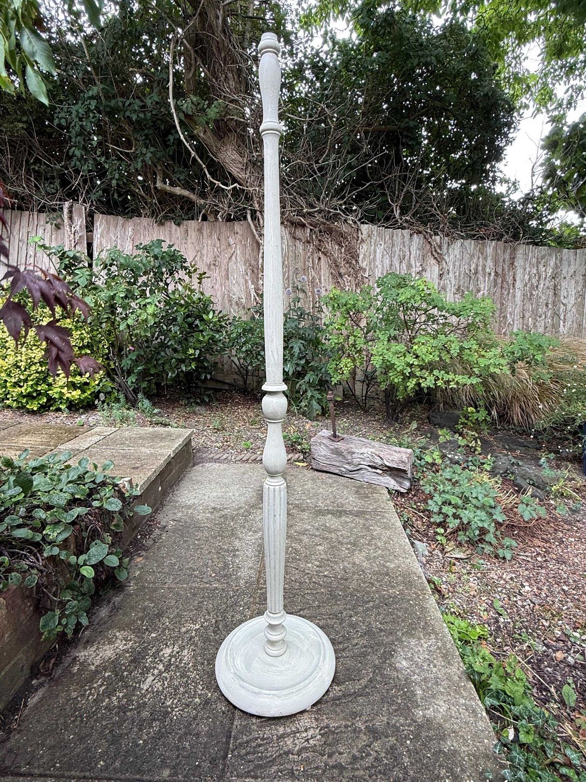 Vintage Floor Lamp In Farrow And Ball "French Gray", Wooden Standard Lamp Base, Hand Painted In Chalk Finish, Ready For Rewiring, Country photo 120.0