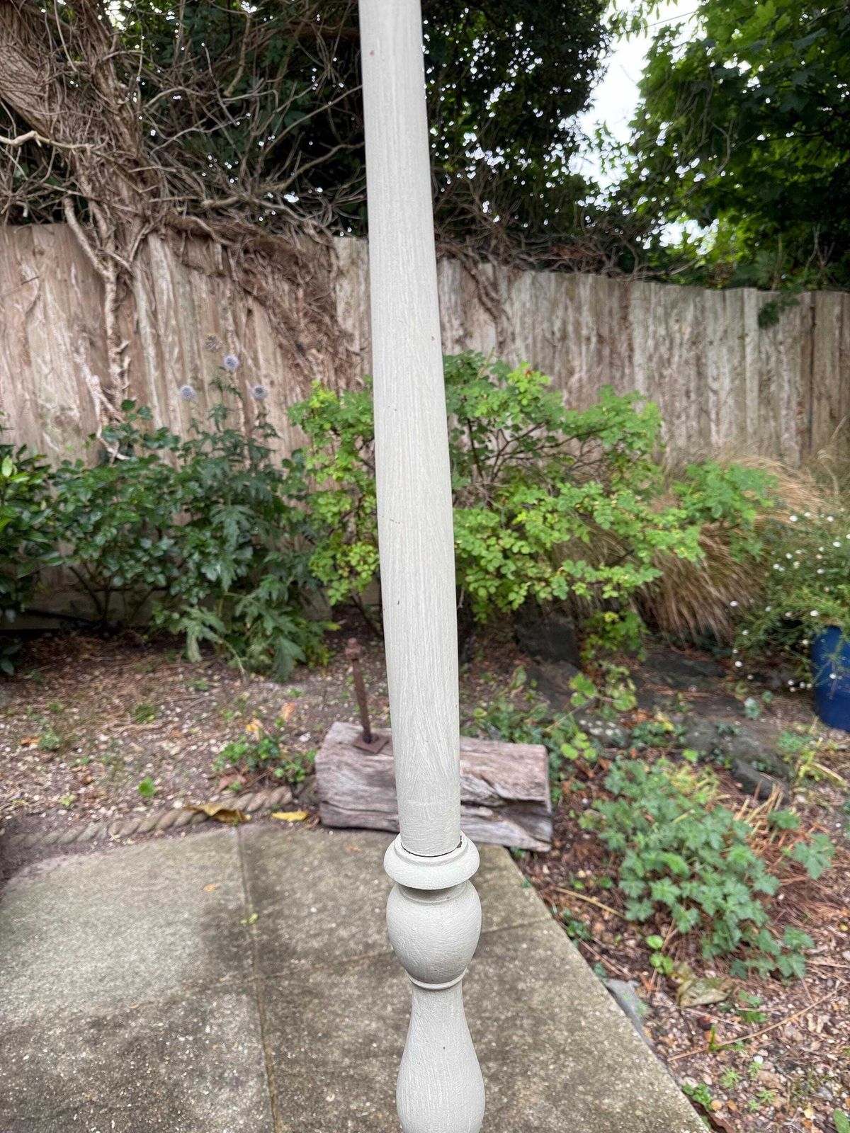 Vintage Floor Lamp In Farrow And Ball "French Gray", Wooden Standard Lamp Base, Hand Painted In Chalk Finish, Ready For Rewiring, Country photo buy