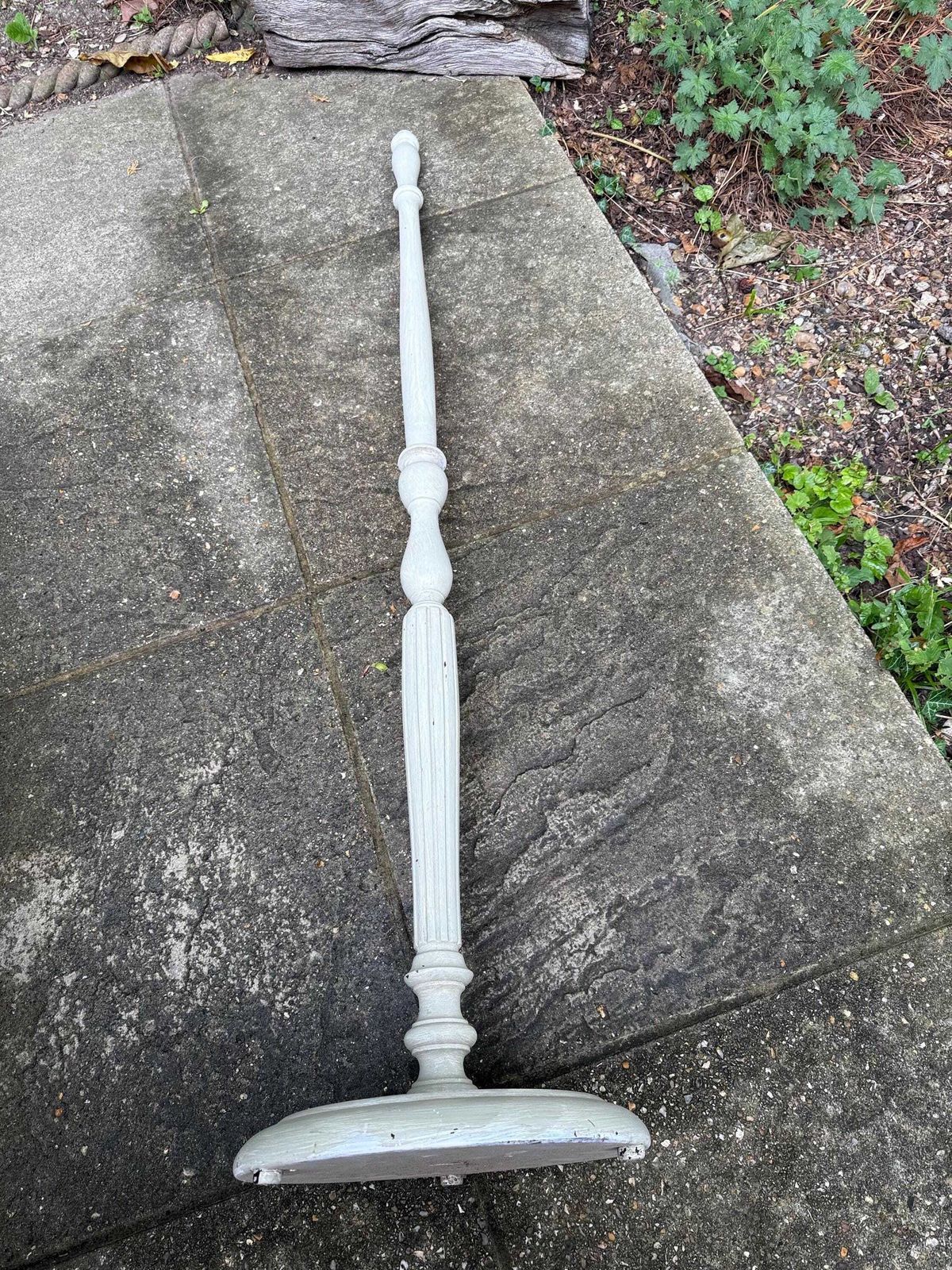 Vintage Floor Lamp In Farrow And Ball "French Gray", Wooden Standard Lamp Base, Hand Painted In Chalk Finish, Ready For Rewiring, Country photo vintage