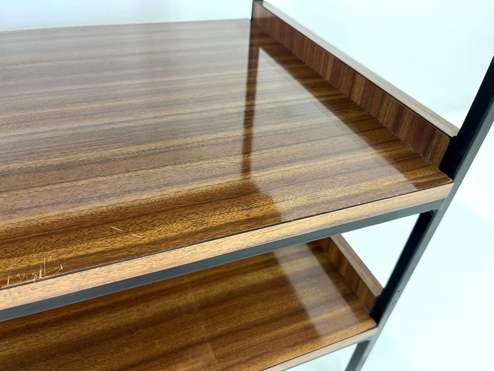 Mid Century Modern Vintage Tv Stand With Shelves / Retro Wood And Metal Media Console / 1970 Yugoslavia photo buy
