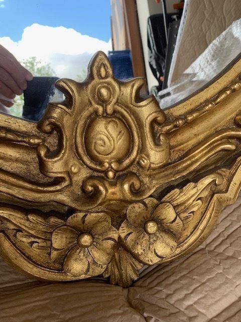 Sculpted Wood Mirror With Gold Paint Finish photo furniture