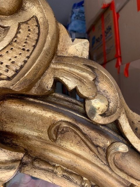 Sculpted Wood Mirror With Gold Paint Finish photo 850.0