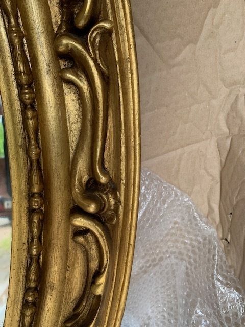 Sculpted Wood Mirror With Gold Paint Finish photo vinterior