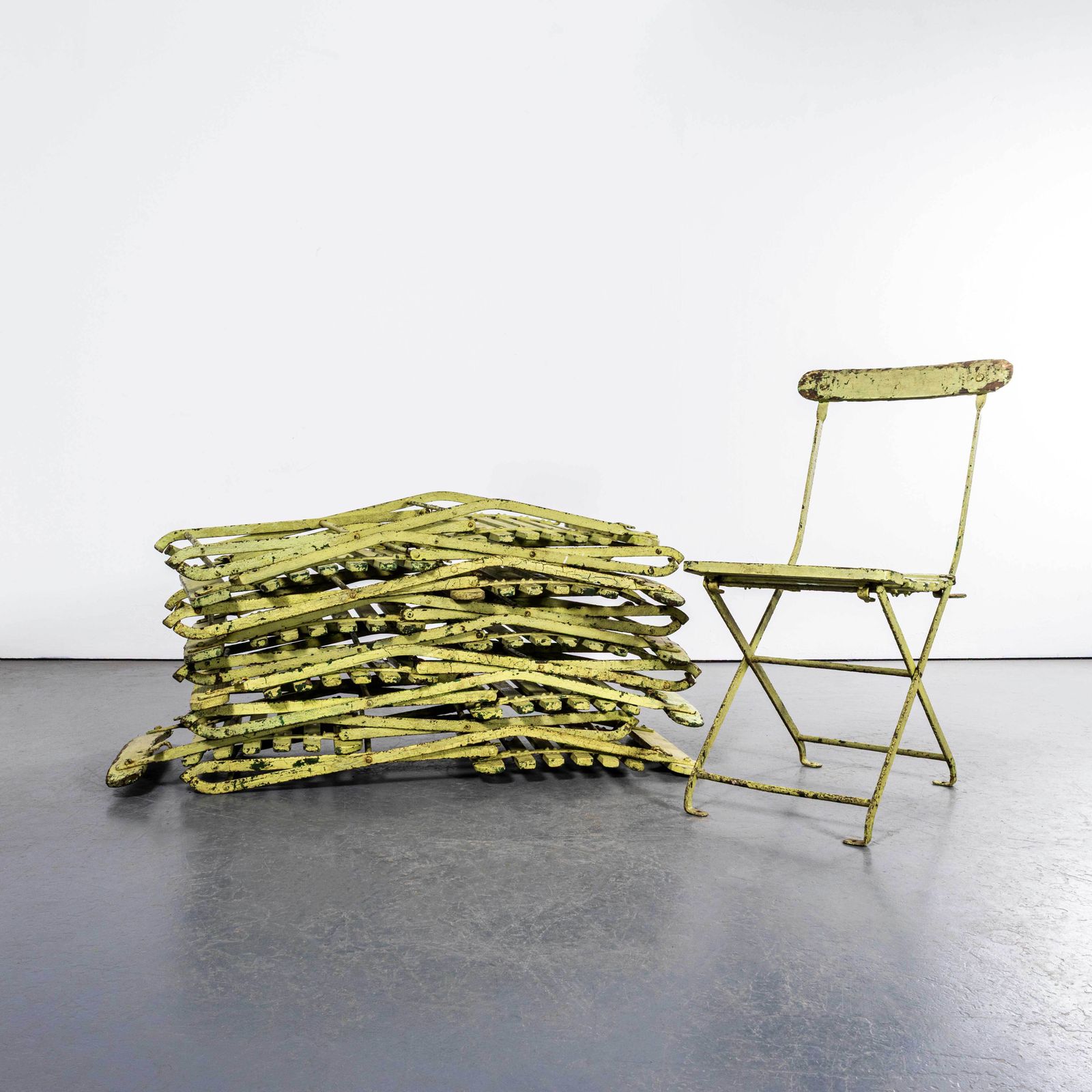 1950's Original English Pavilion Faded Green Folding Chairs   Set Of Four photo furniture