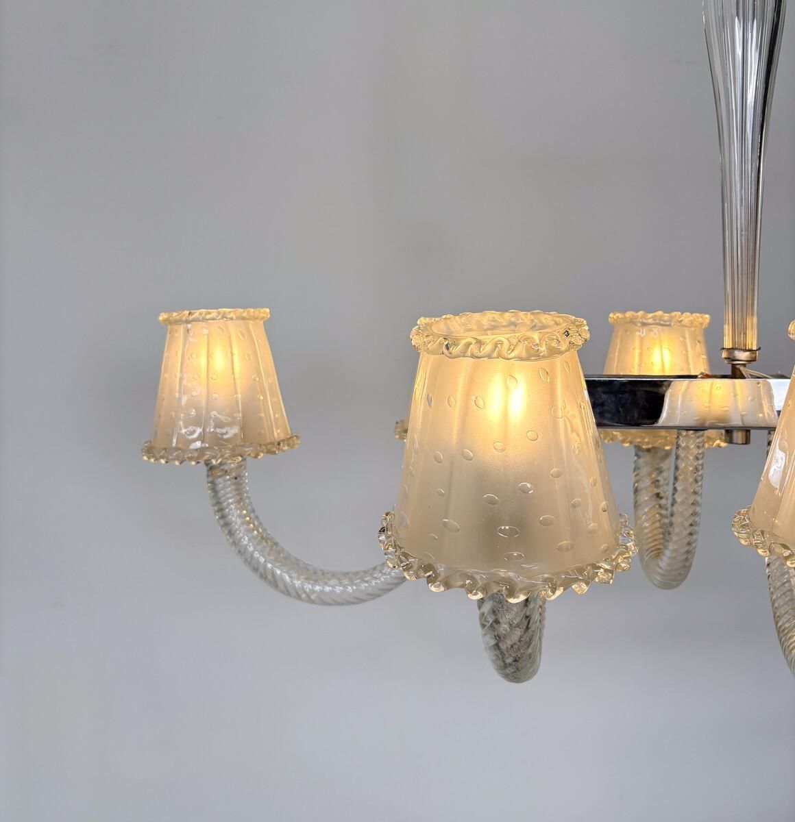 Barovier And Toso Chandelier, Murano Glass   8 Sconces photo for sale