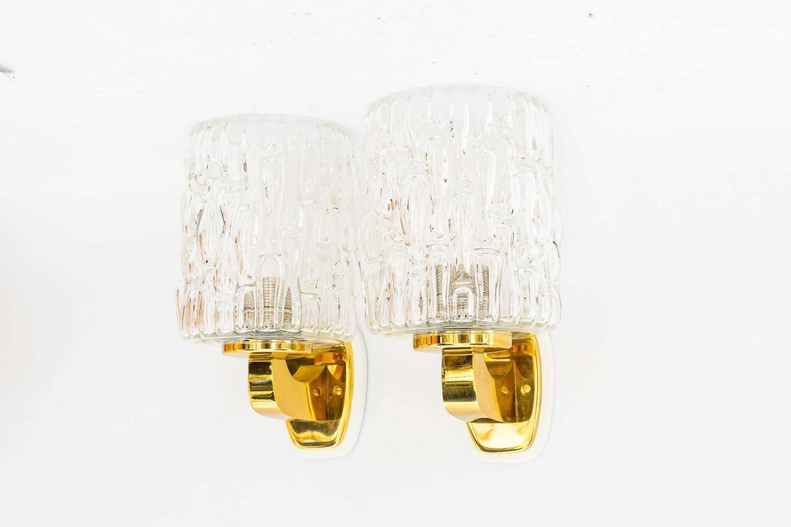 2 Rupert Nikoll Wall Lamps With Structure Glass Vienna Around 1950s photo for sale