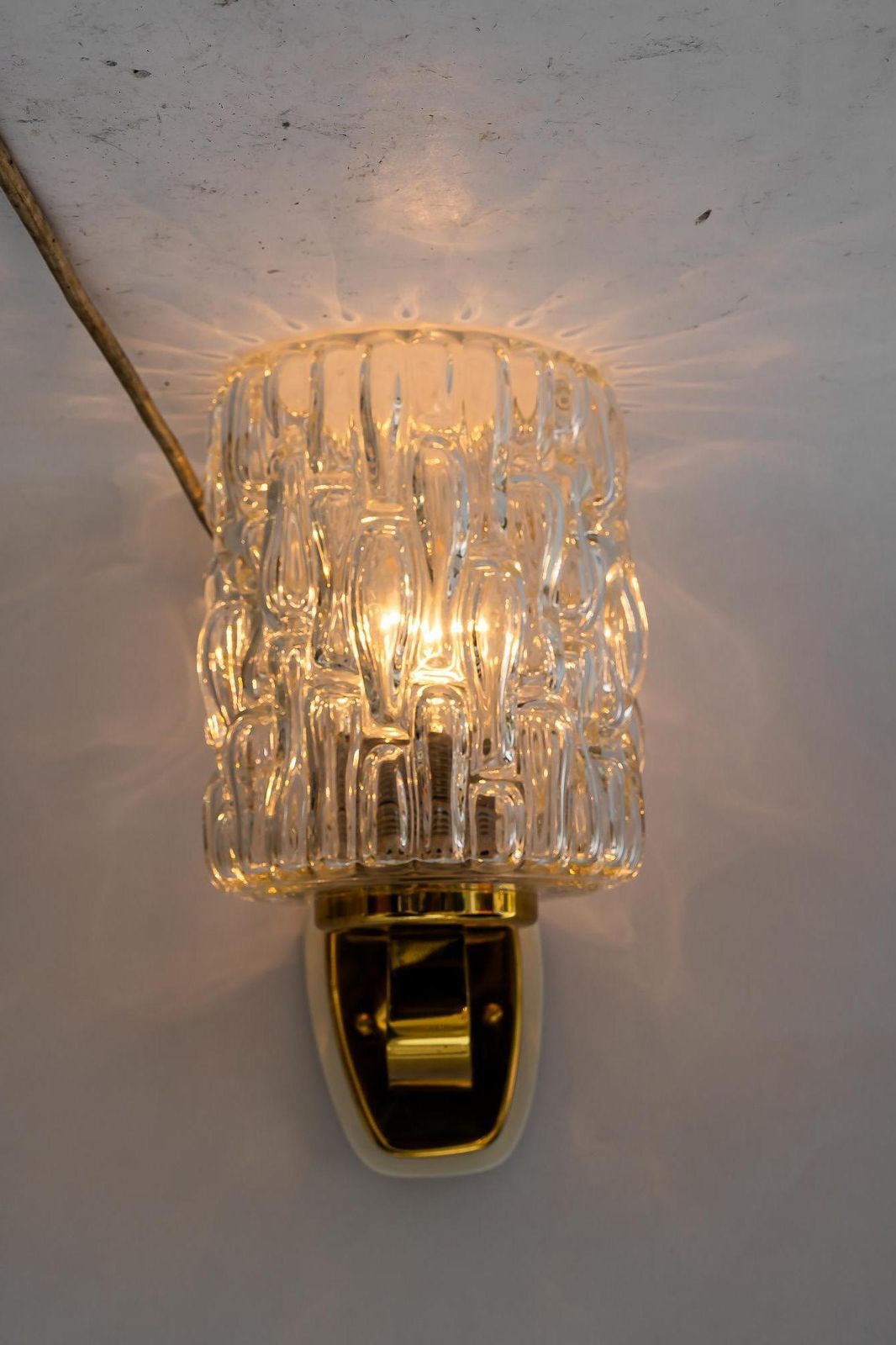 435.0 2 Rupert Nikoll Wall Lamps With Structure Glass Vienna Around 1950s photo