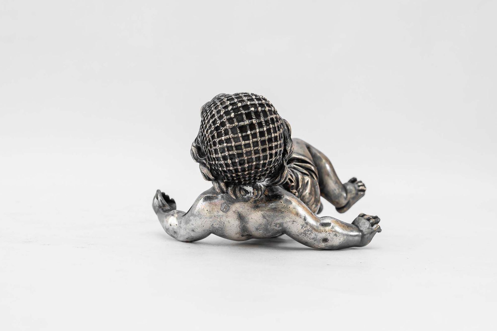 photo for sale Art Deco Bronze (Silvered) Paperweight Putto Vienna Around 1920s