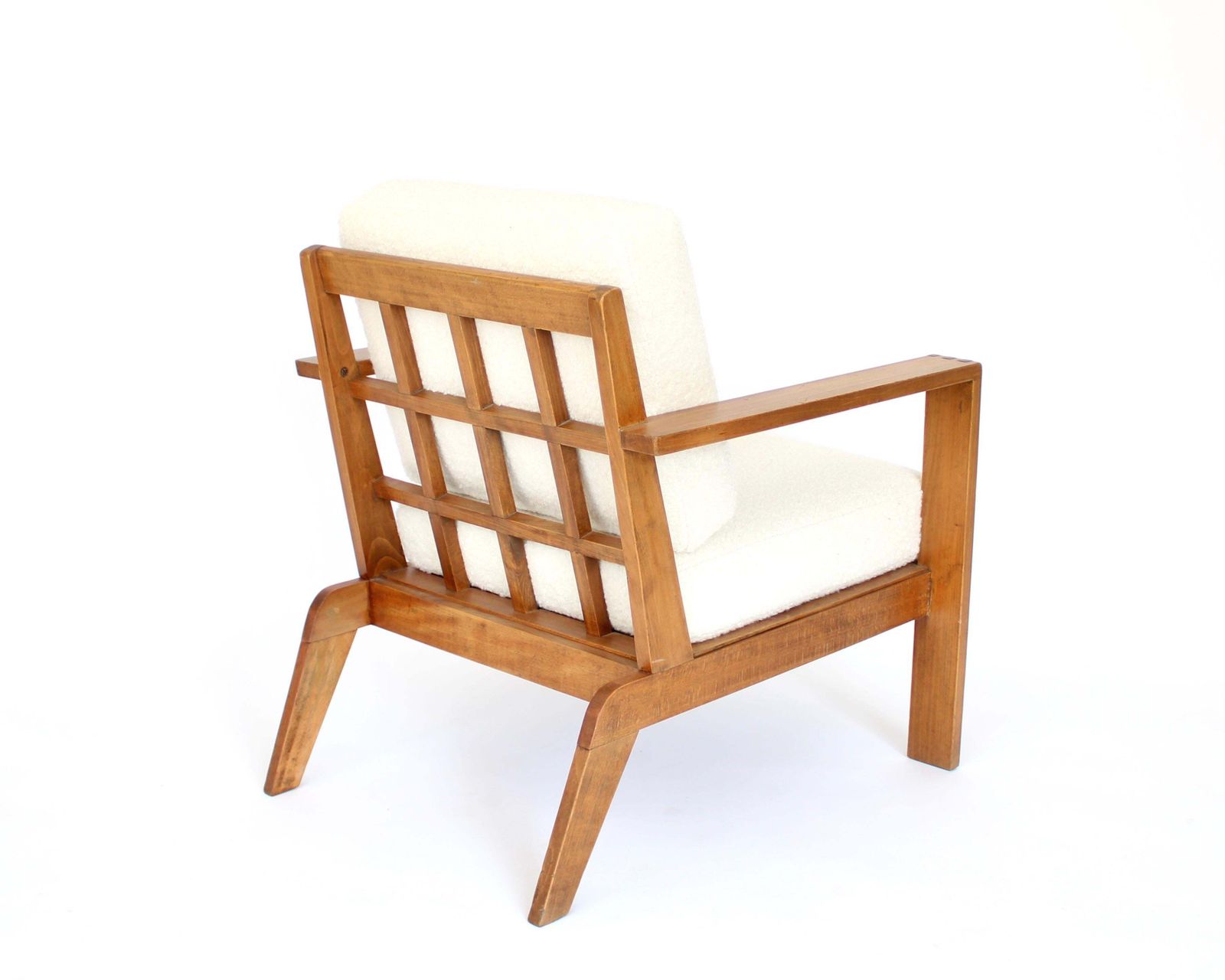 Rene Gabriel French Oak Grid Back Lounge Chair Reconstruction Period photo for sale