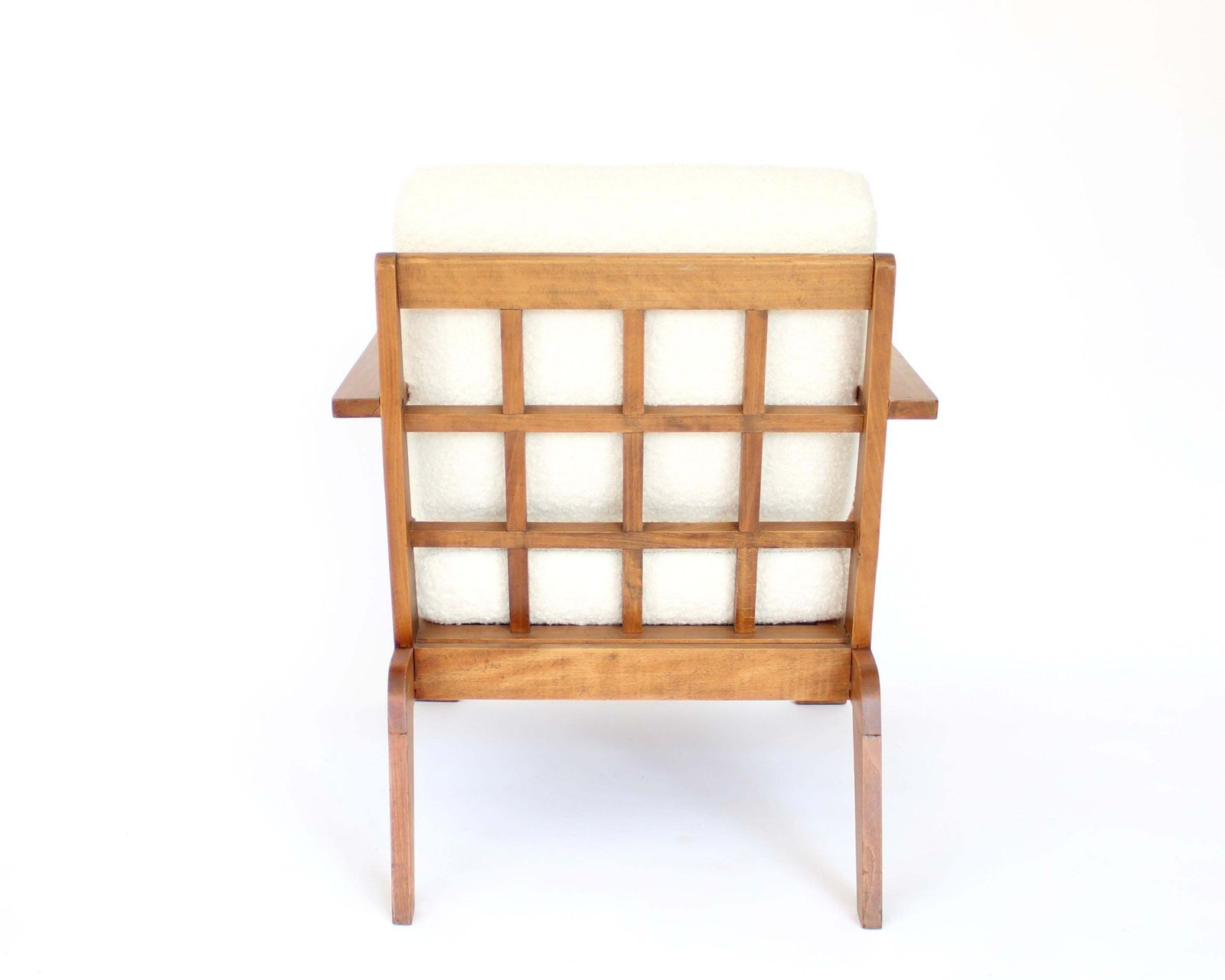 Rene Gabriel French Oak Grid Back Lounge Chair Reconstruction Period photo Furniture