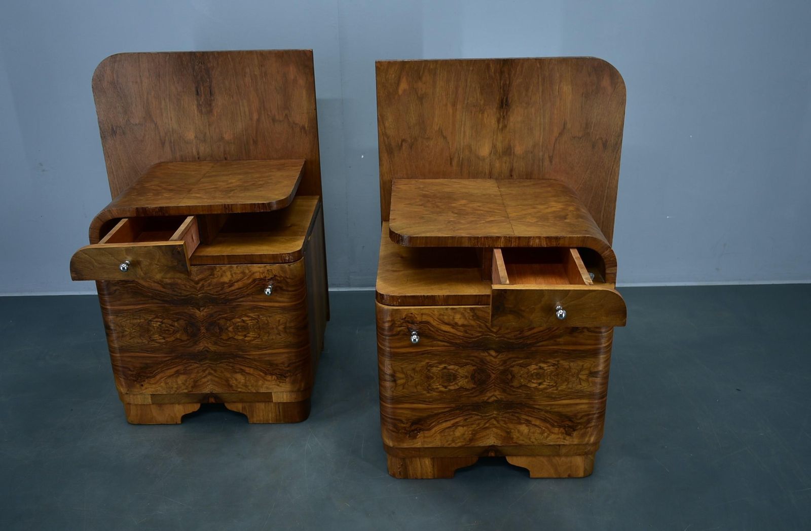 photo furniture 1939s Pair Of Art Deco Bedside Tables, Czechoslovakia
