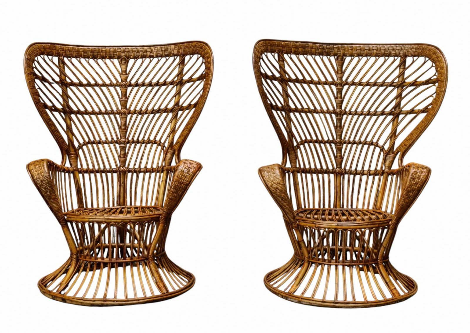 Lio Carminati & Gio Ponti Pair Of Rattan Armchairs "Biancamano," Italy 1950s photo furniture