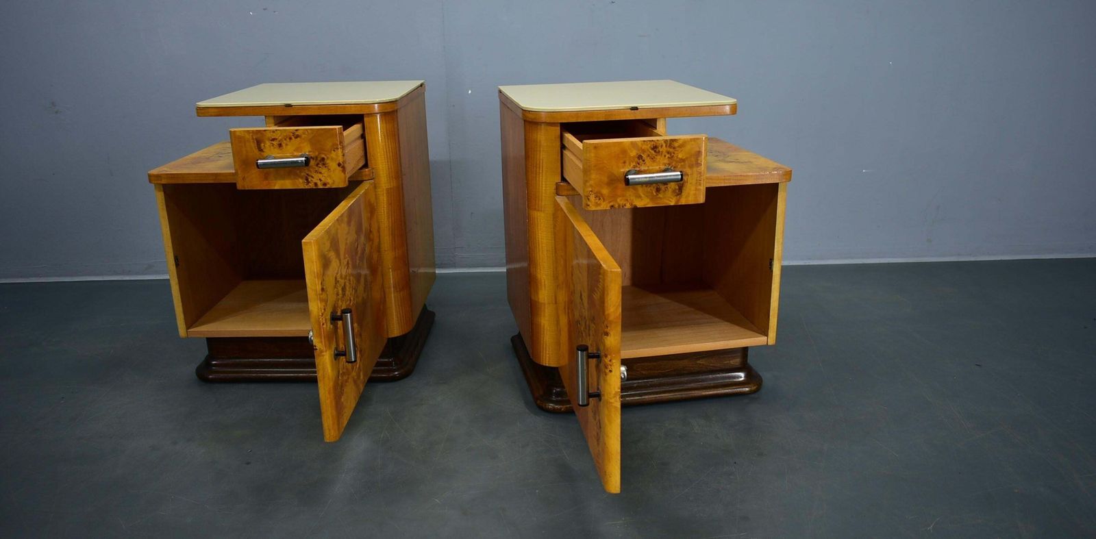 photo for sale 1940s Set Of Bedside Tables By Jindrich Halabala, Czechoslovakia