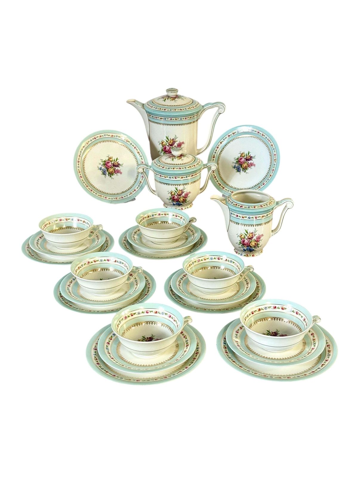 Raynaud Limoges 23 Piece Porcelain Tea & Coffee Service With Gold Trim photo furniture