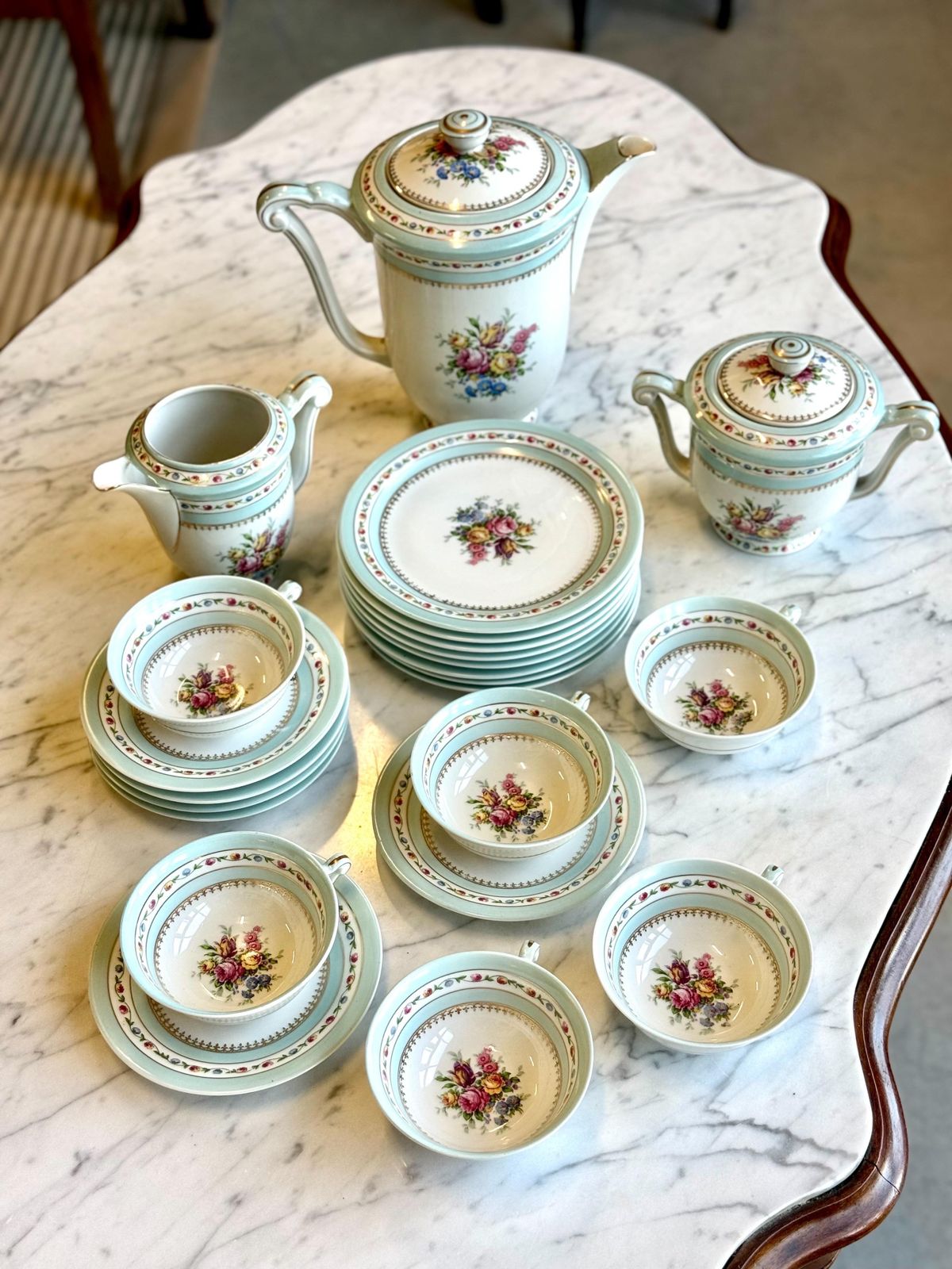 photo buy Raynaud Limoges 23 Piece Porcelain Tea & Coffee Service With Gold Trim