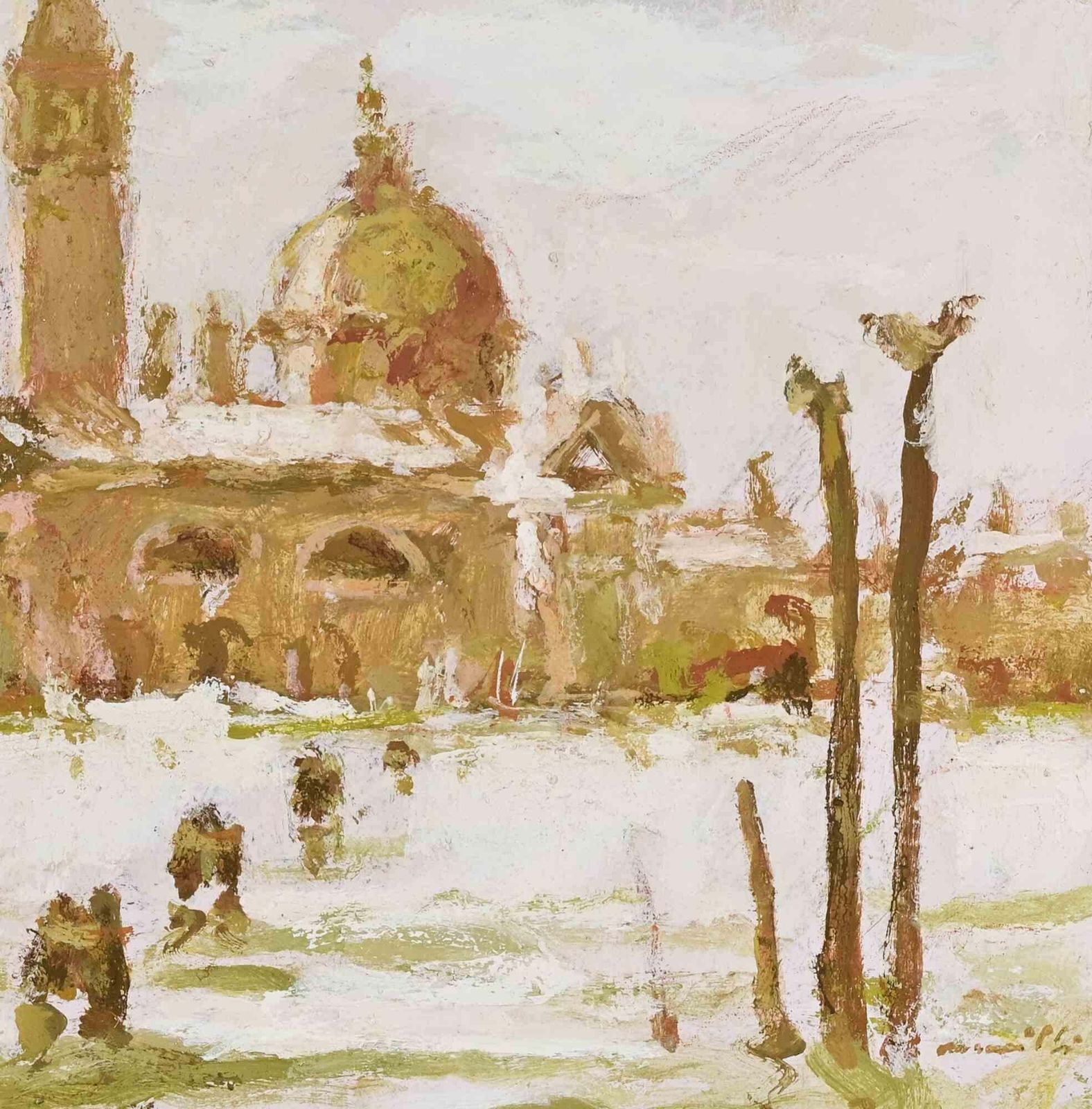Franco Marzilliview Of Venice   Oil Painting By Franco Marzilli   1970s1970s photo for sale