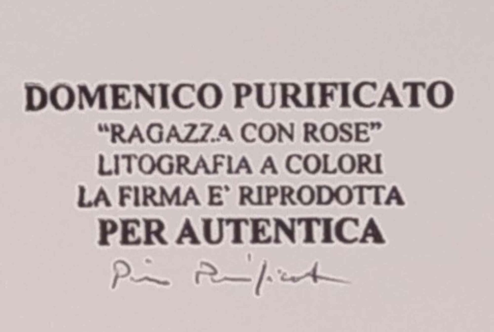 Domenico Purificatoragazza Con Rose   Lithograph By Domenico Purificato   19801980 photo furniture