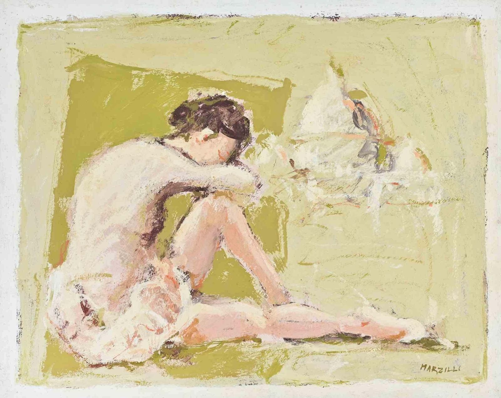 Franco Marzilliballerina   Oil Painting By Franco Marzilli   1970s1970s photo furniture