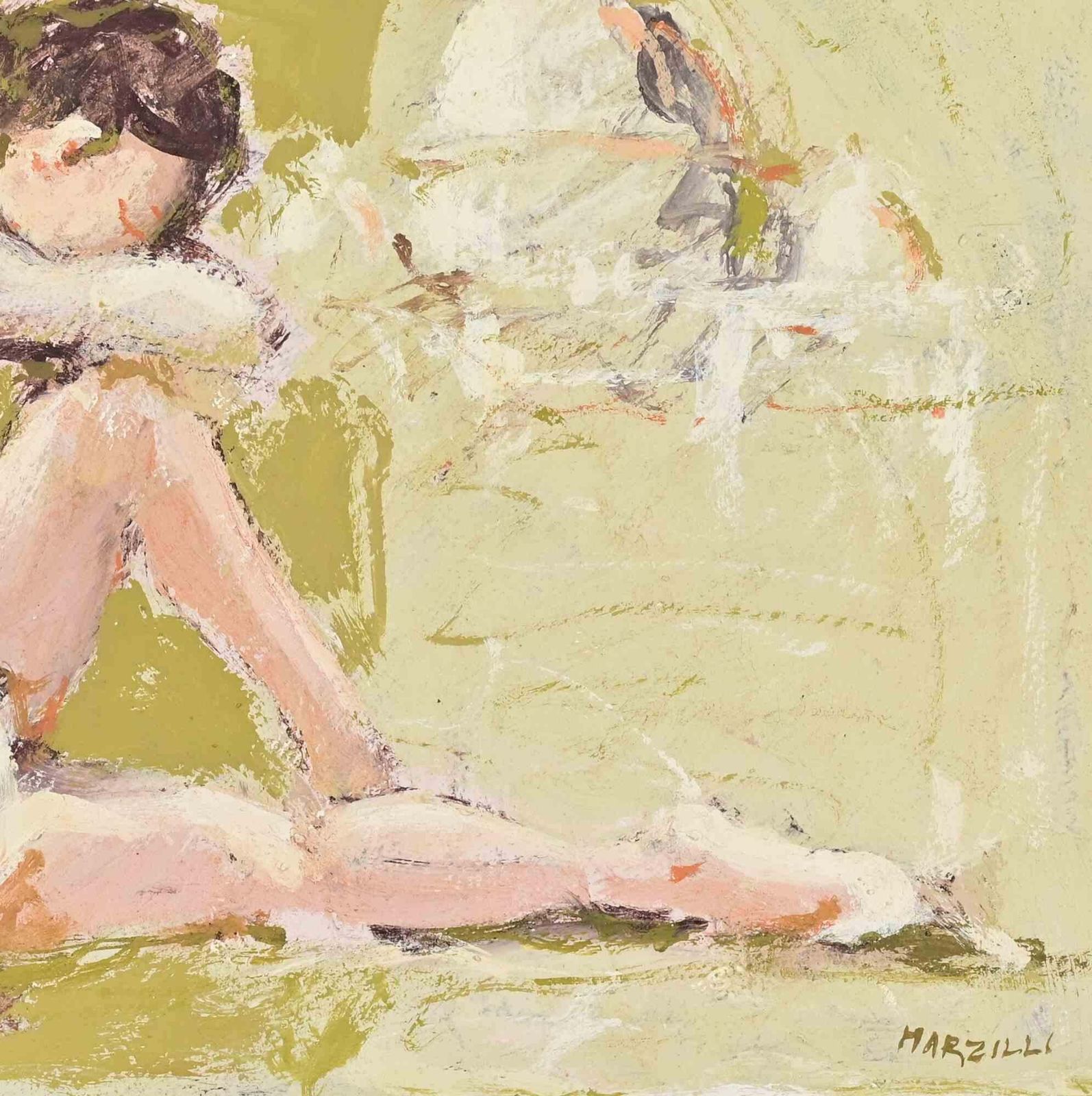Franco Marzilliballerina   Oil Painting By Franco Marzilli   1970s1970s photo for sale