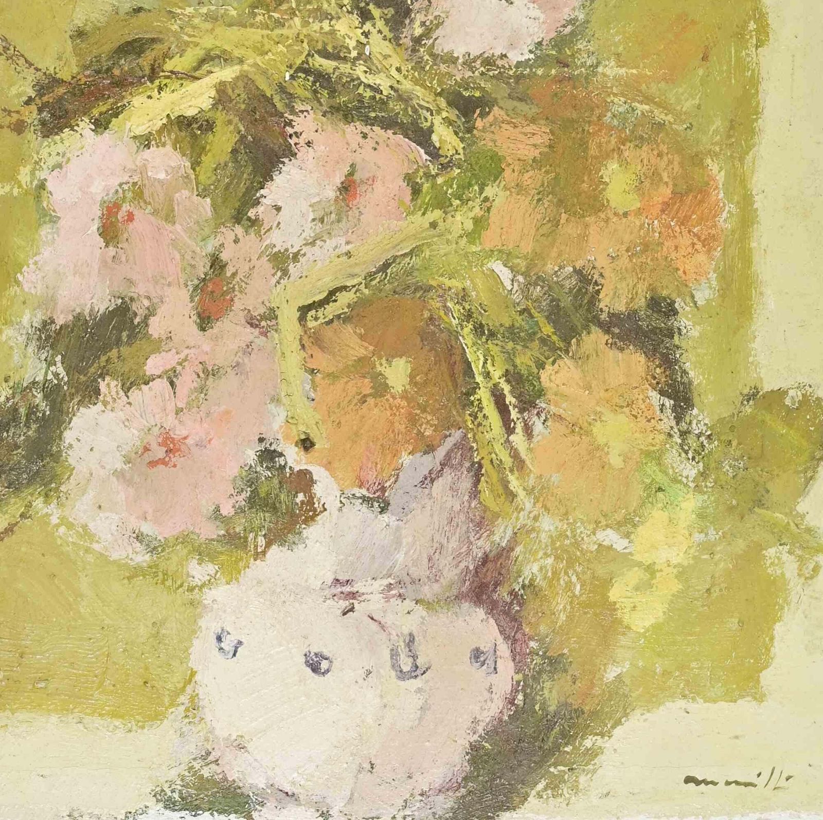 Franco Marzillistill Life   Oil Painting By Franco Marzilli   1970s1970s photo for sale