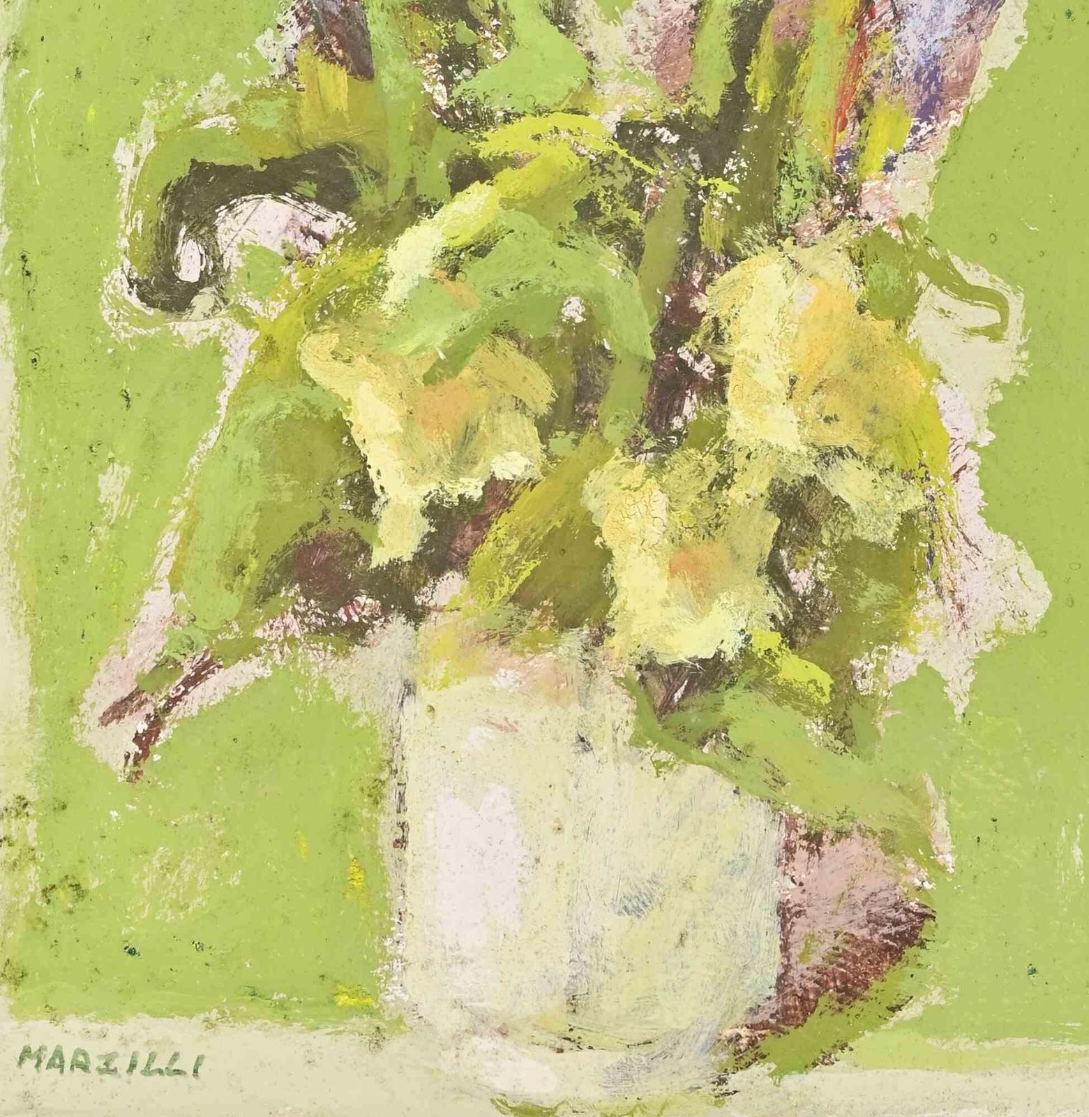 Franco Marzillistill Life   Oil Painting By Franco Marzilli   1970s1970s photo for sale