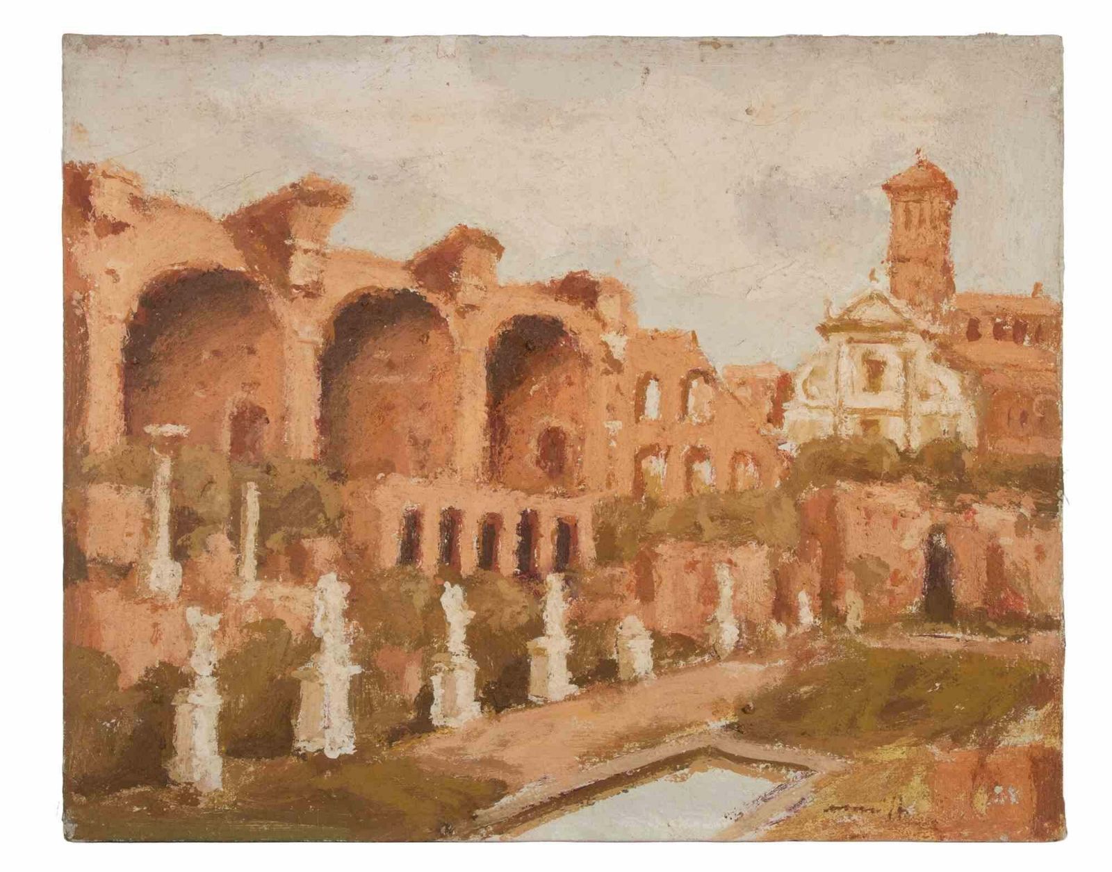 Franco Marzilliroman Ruins   Oil Painting By Franco Marzilli   1970s1970s
