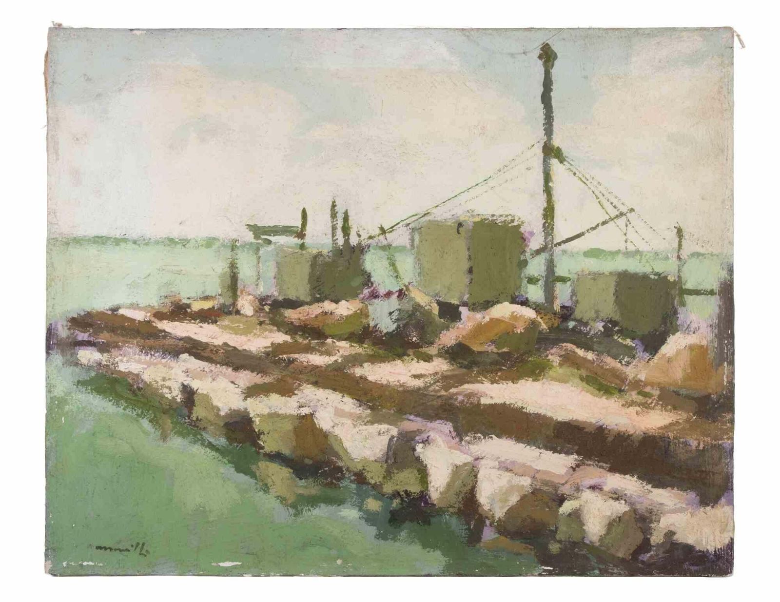 Franco Marzilliseaview   Oil Painting By Franco Marzilli   1970s1970s