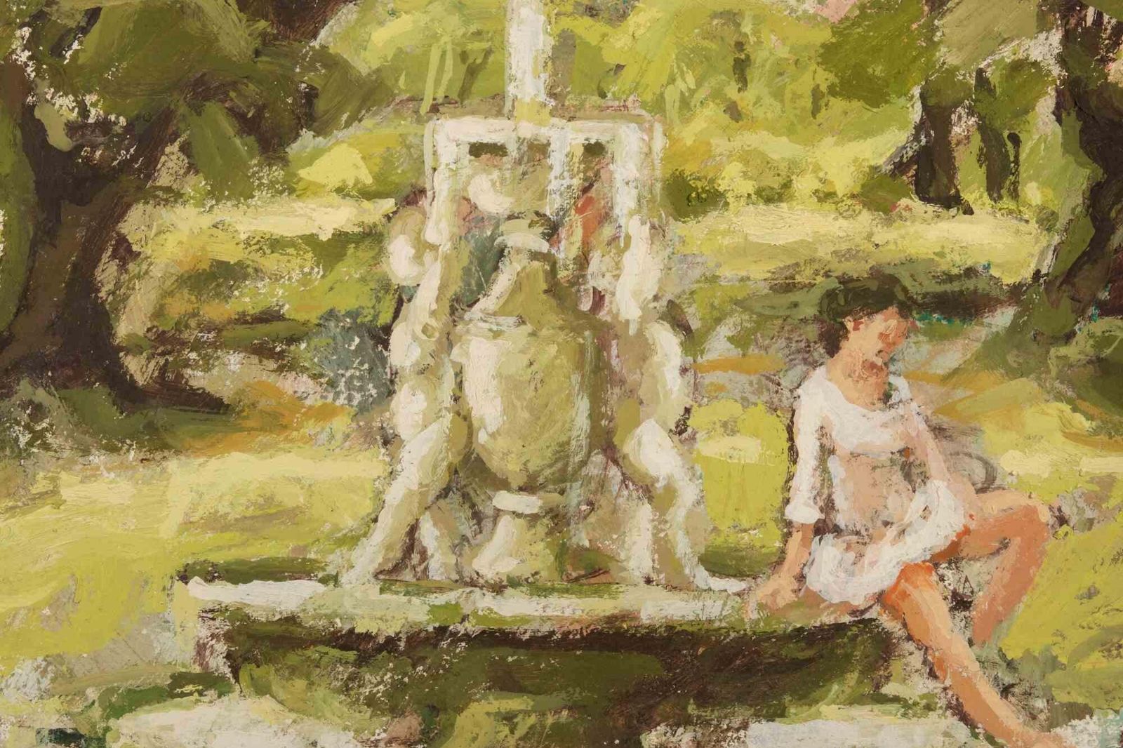 Franco Marzilliballerina  In The Park   Oil Painting By Franco Marzilli   1970s1970s photo for sale