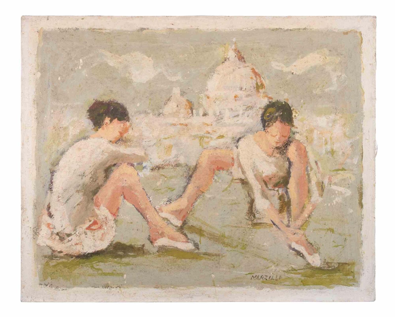 Franco Marzilliballerinas  With Saint Peter (Rome) On The Background By Franco Marzilli   1970s1970s