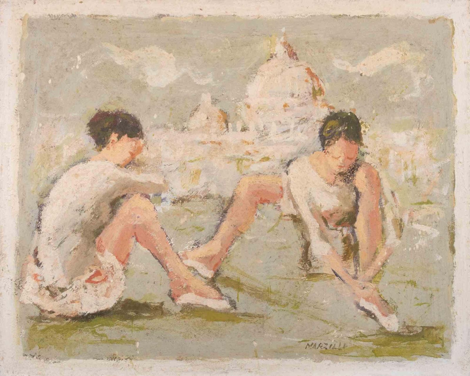 Franco Marzilliballerinas  With Saint Peter (Rome) On The Background By Franco Marzilli   1970s1970s photo furniture