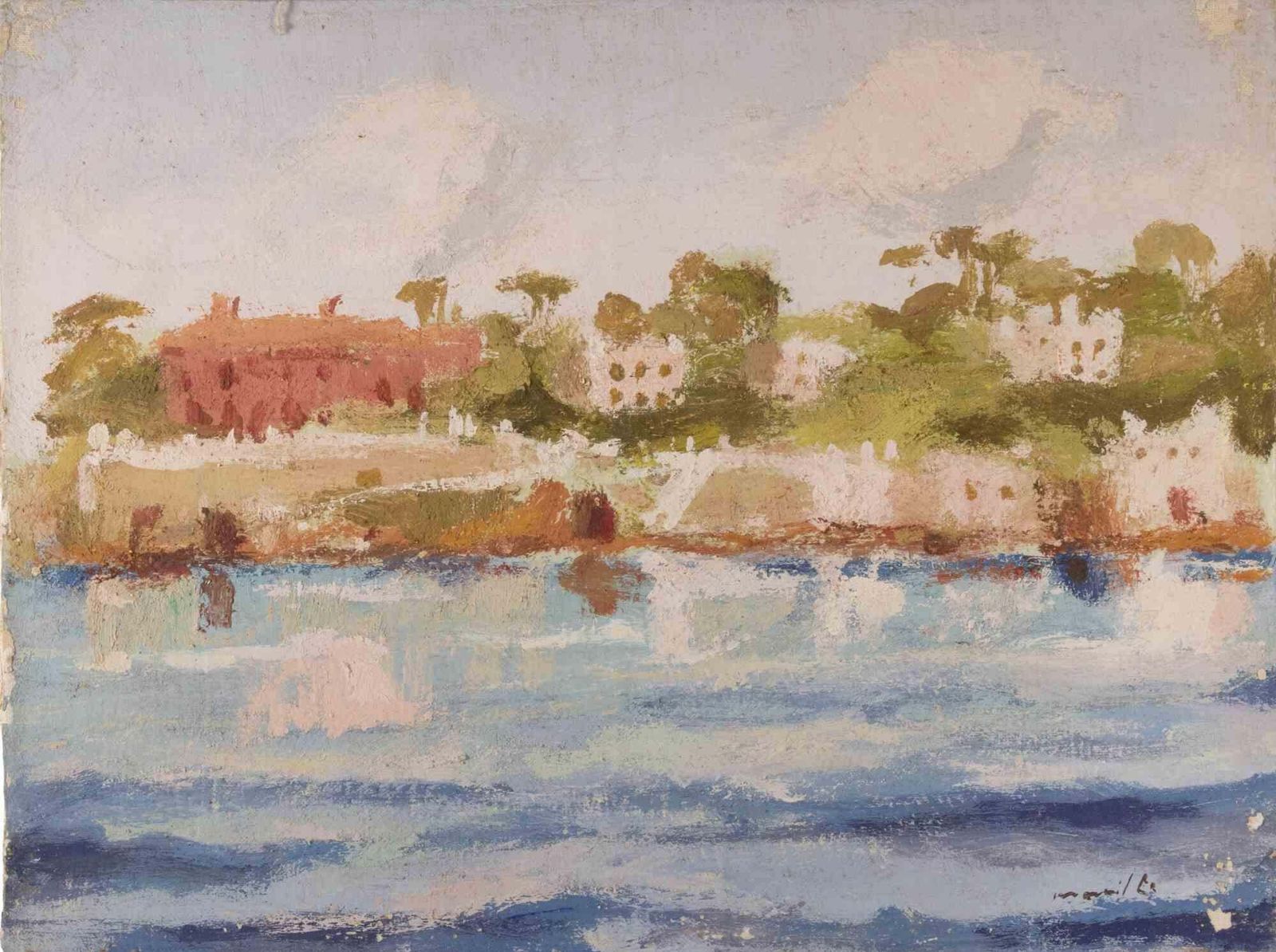 Franco Marzillisea View   Oil Painting By Franco Marzilli   1970s1970s photo furniture