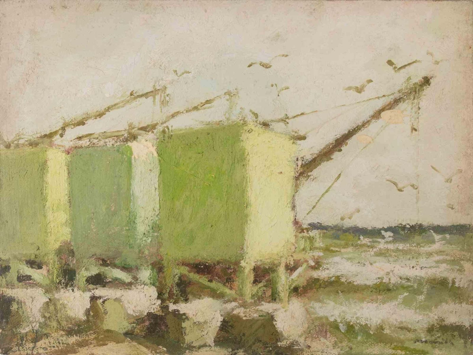 Franco Marzilligreen Overflows   Oil Painting By Franco Marzilli   1970s1970s photo furniture