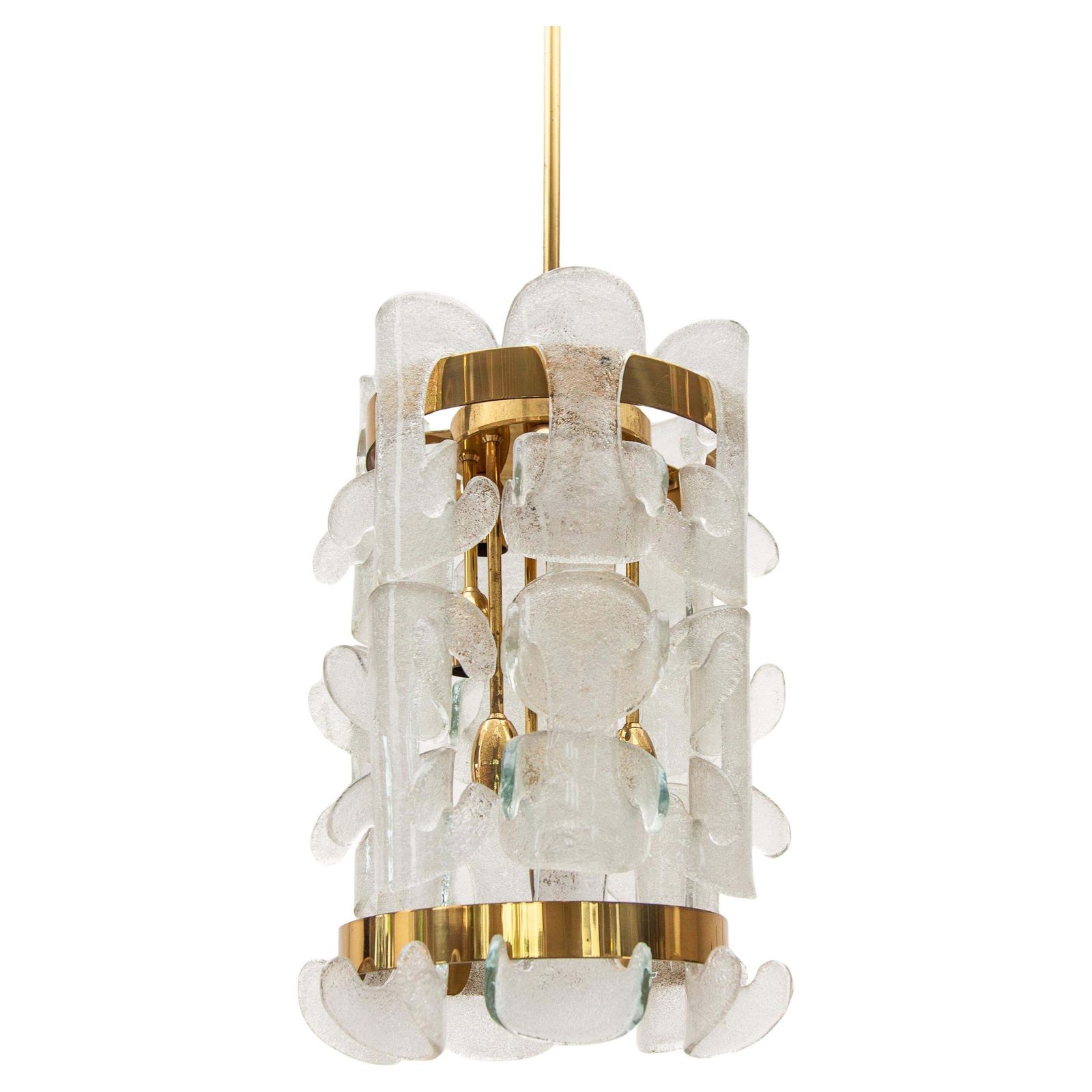 Kalmar Rare Interlocking Glass And Brass Chandelier, 1970s, Model "Catena".