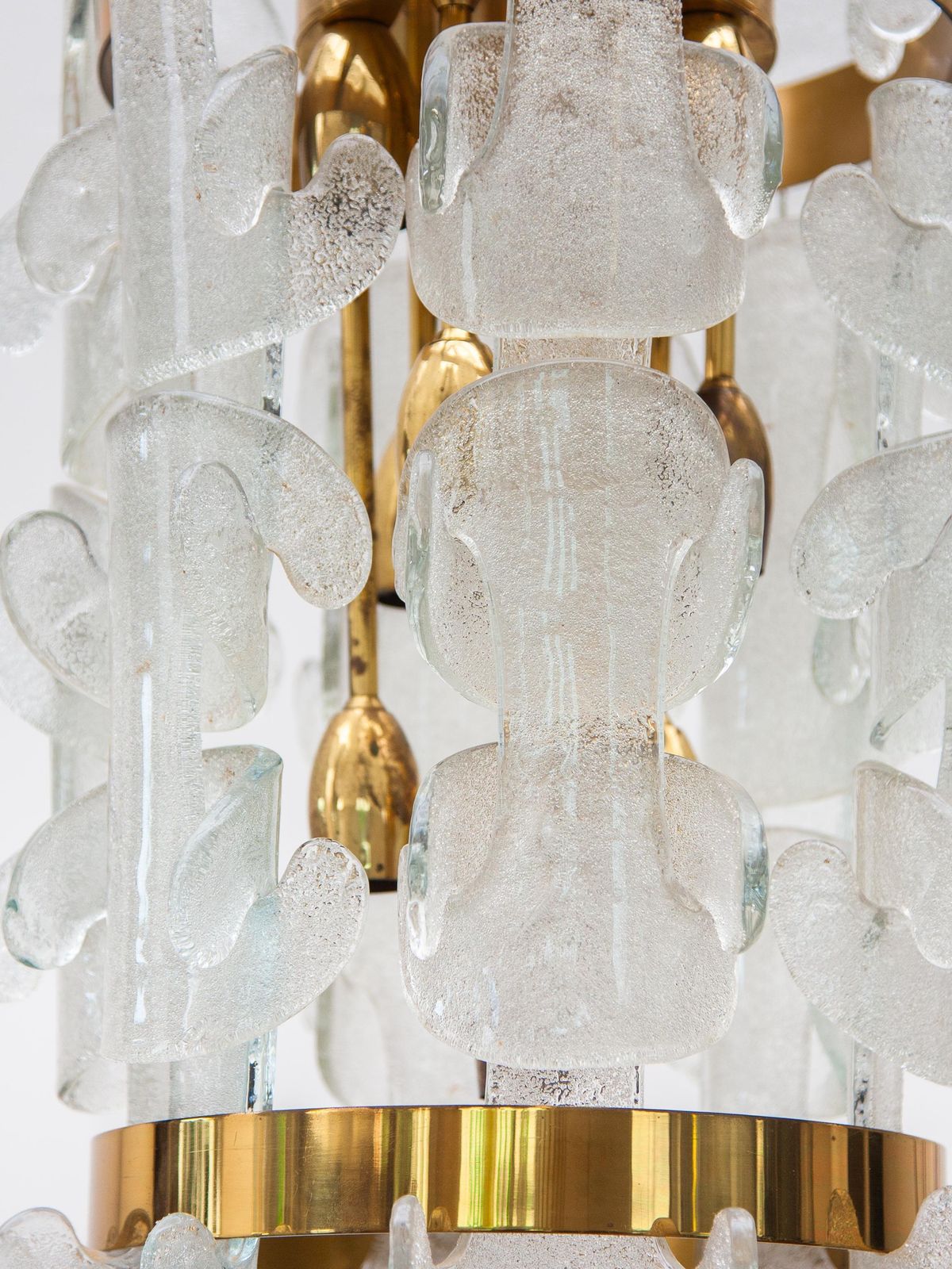 Kalmar Rare Interlocking Glass And Brass Chandelier, 1970s, Model "Catena". photo buy
