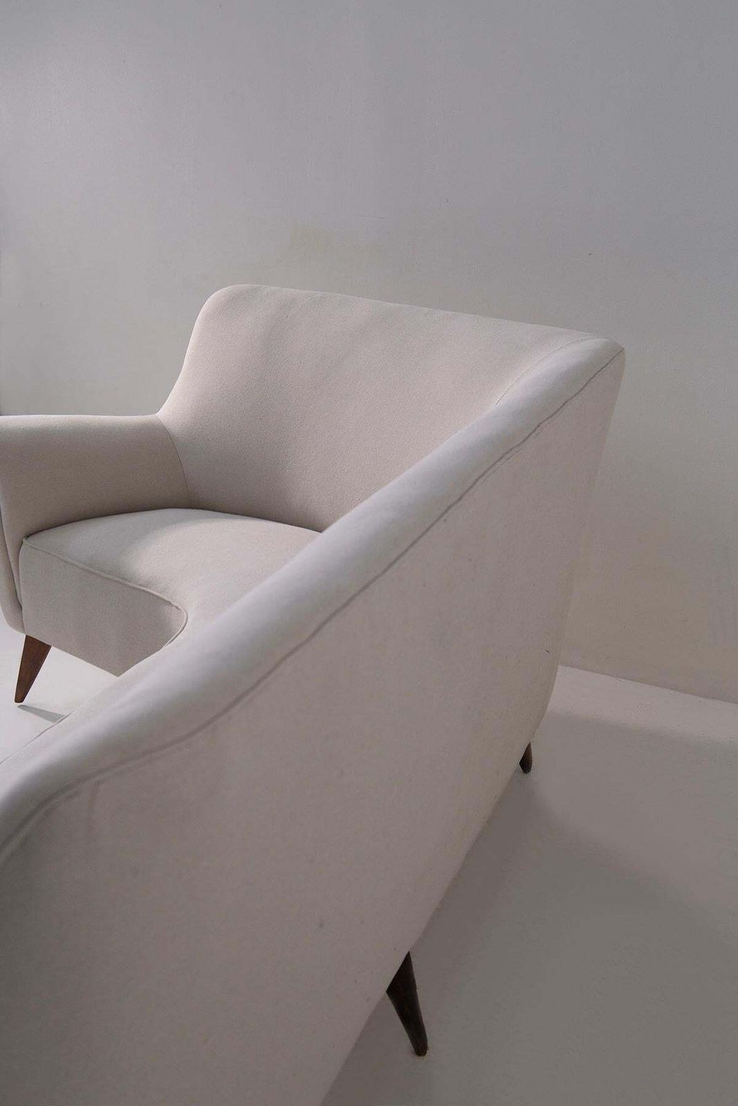 photo furniture White Italian Corner Sofa In The Style Of Gio Ponti, Reupholstered